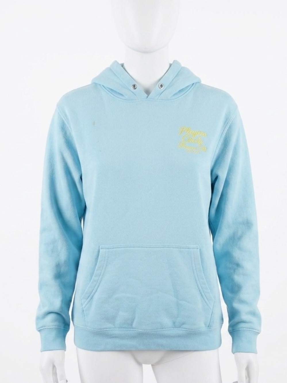 Fashion Nova Light Blue Hoodie with Yellow Script